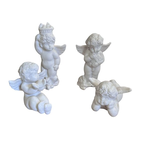 Vintage Set of Vigor White porcelain Angel Figurines 4 Figures Made in China - Picture 1 of 1